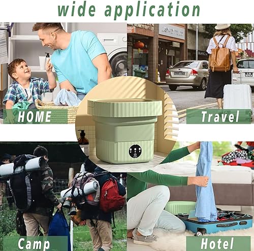 Miniatura 6 de Mini lavadora 10L mejorada con cesta giratoria, lavadora plegable de ropa interior, lavadora portátil para bebés y ropa pequeña, adecuada para el