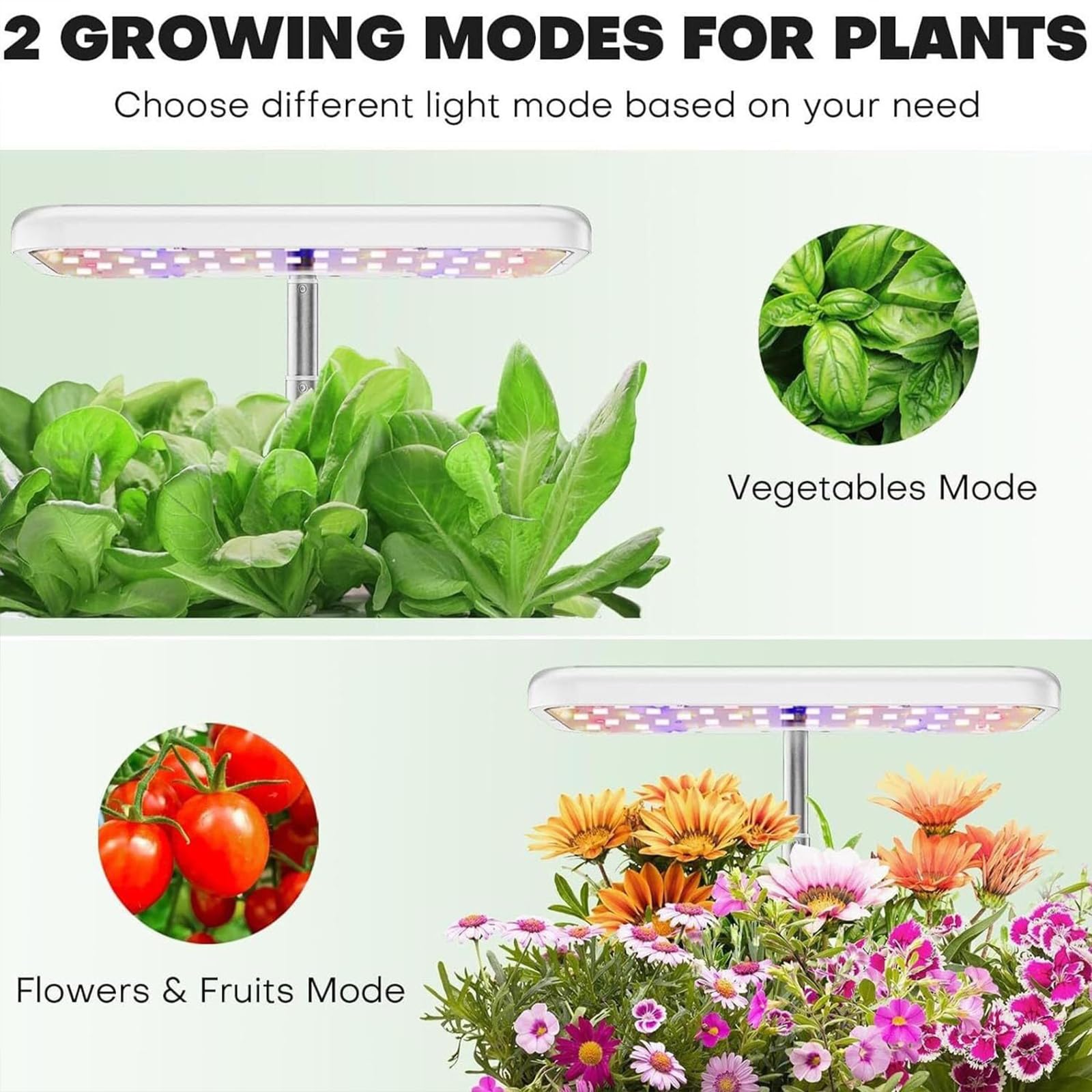 Sistema de cultivo hidropónico, 10 cápsulas, kit de jardín inteligente de hierbas LED para interiores, jardín interior, temporizador controlado, con crecimiento de espectro completo de 24 W, tanque de