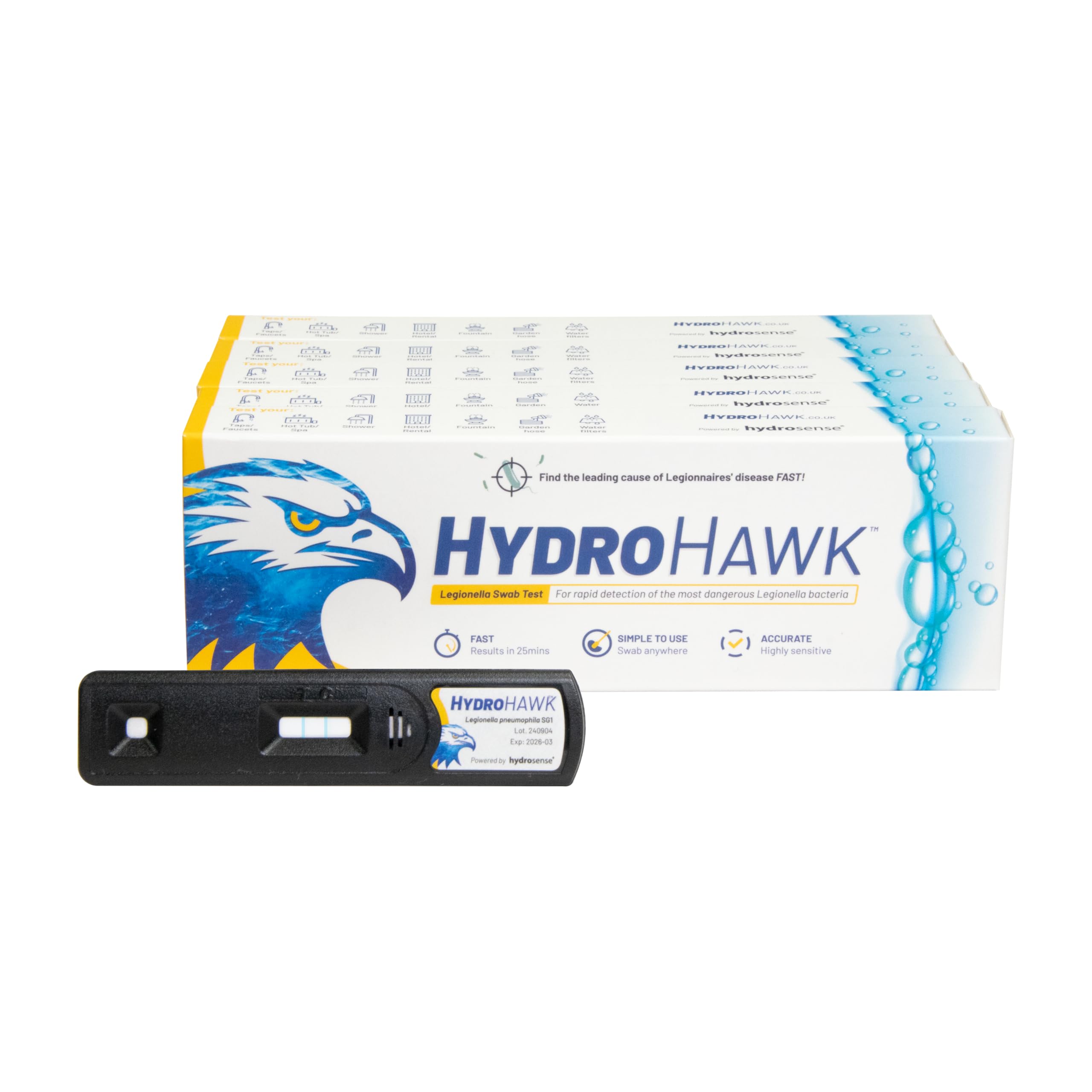 HydroHawk Legionella Swab Test for Water Outlets - Pack of 5 Single-Use Legionella Testing Kit for Legionella pneumophila SG1. Water Testing Kits for Pools, Hot Tubs, Shower Heads, Taps & Hoses