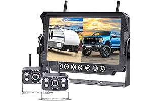 RV Trailer Backup Camera Wireless 2-Camera: Plug and Play 7" Touch Key...