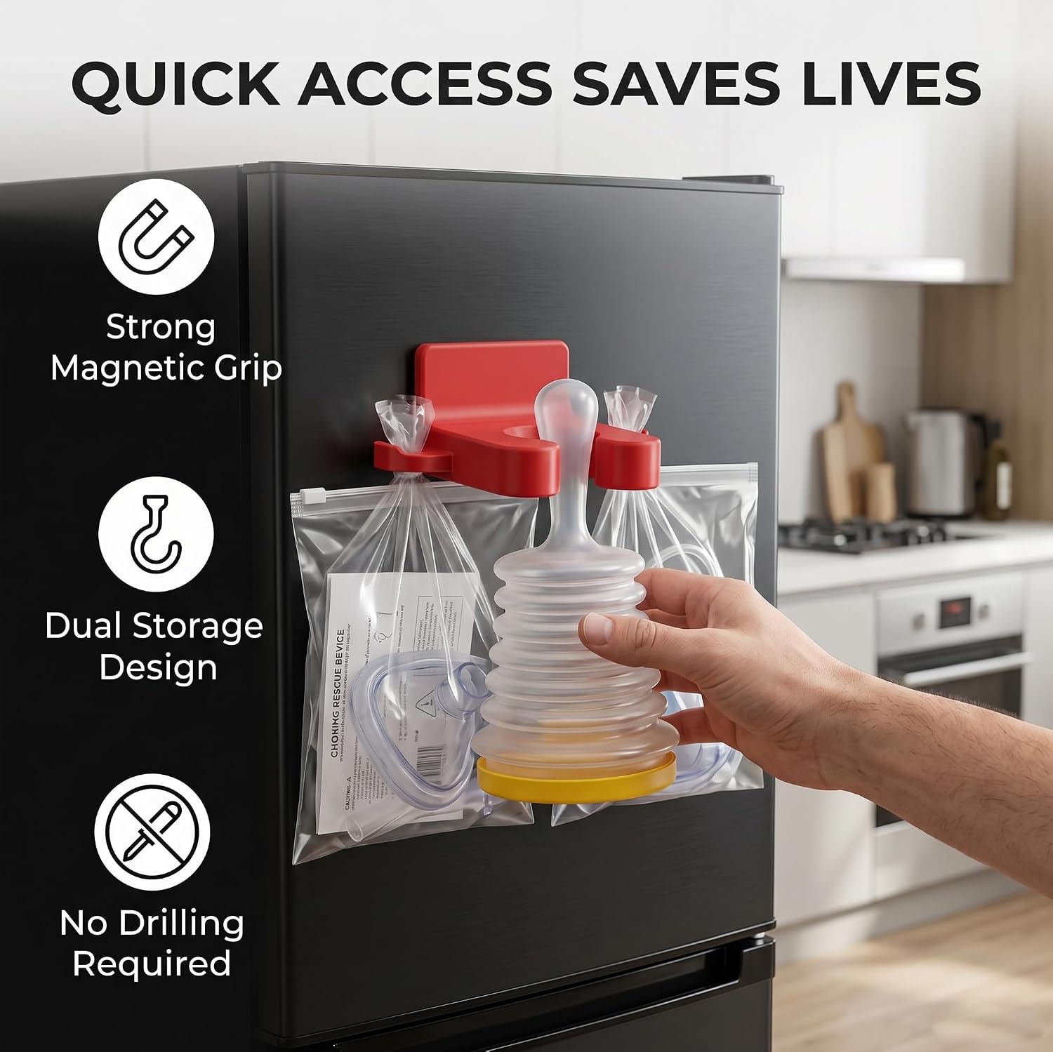 Magnetic Holder for LifeVac, Refrigerator & Wall Mount Kit for Emergency Suction Device, Quick Access Storage (Device Not Included) image 5