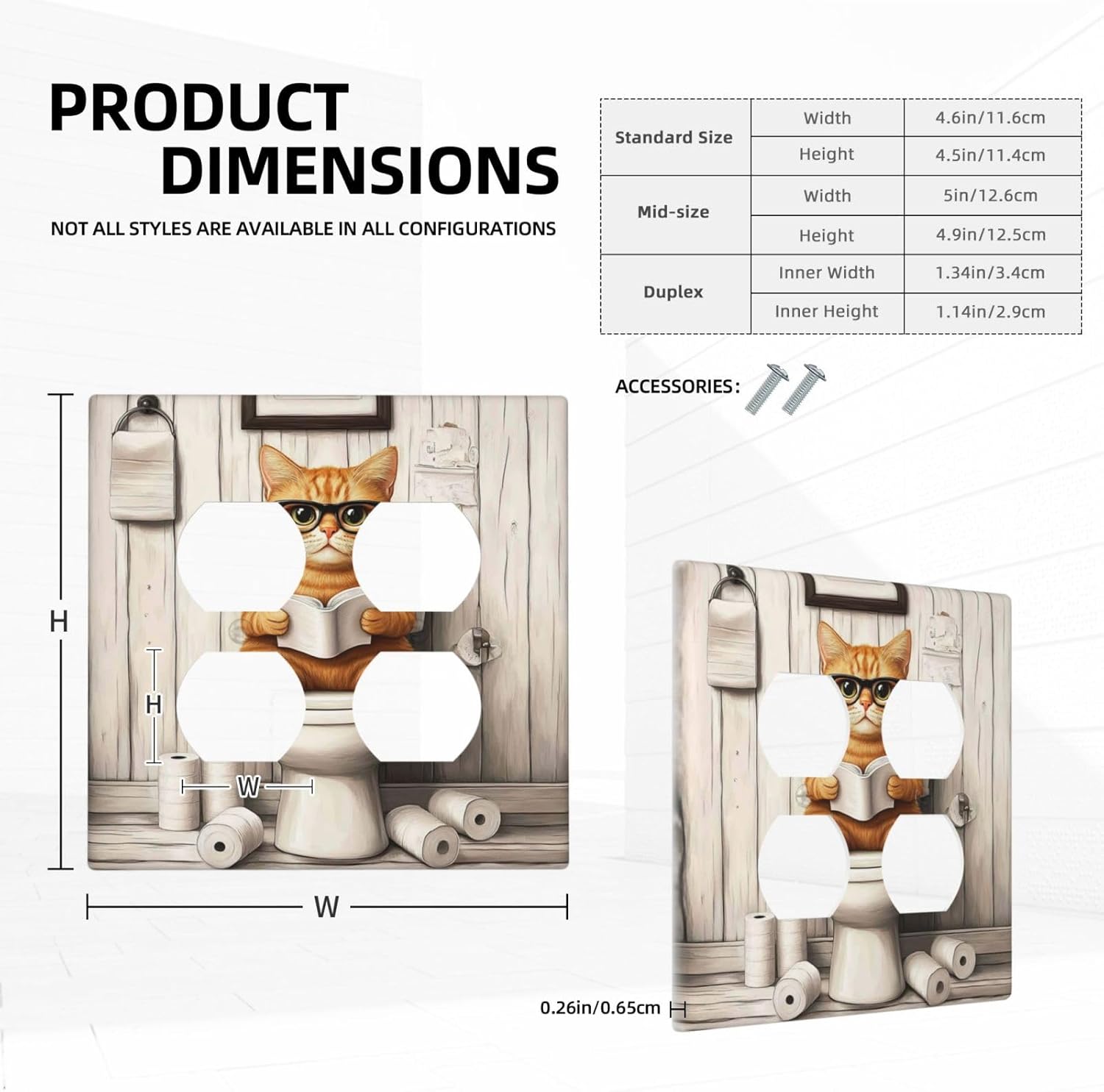 Outlet Covers Funny Orange Cat Toilet Wood Background 2 Gang Double Duplex Decorative Light Switch Covers Electrical Wallplates Socket Faceplate For Kids Room Home Decor
