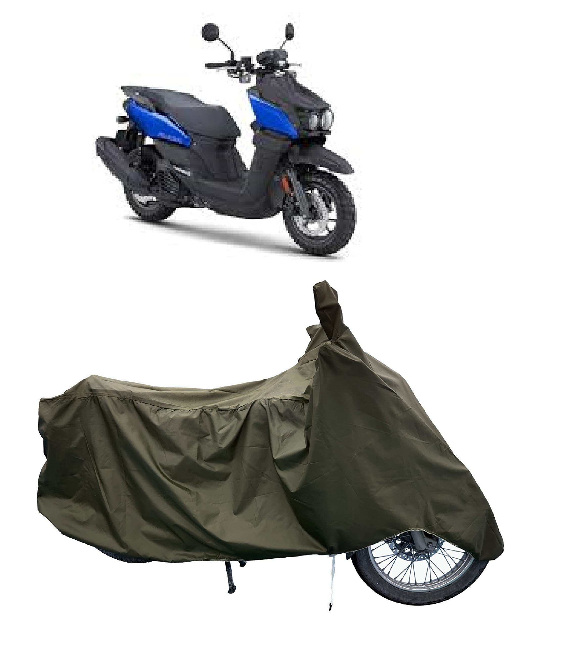 Amexride Two Wheeler Body Cover Compatible with Yamaha Zuma 125 New with Dust Proof and Water Resistant Fabric (Olive Colour)