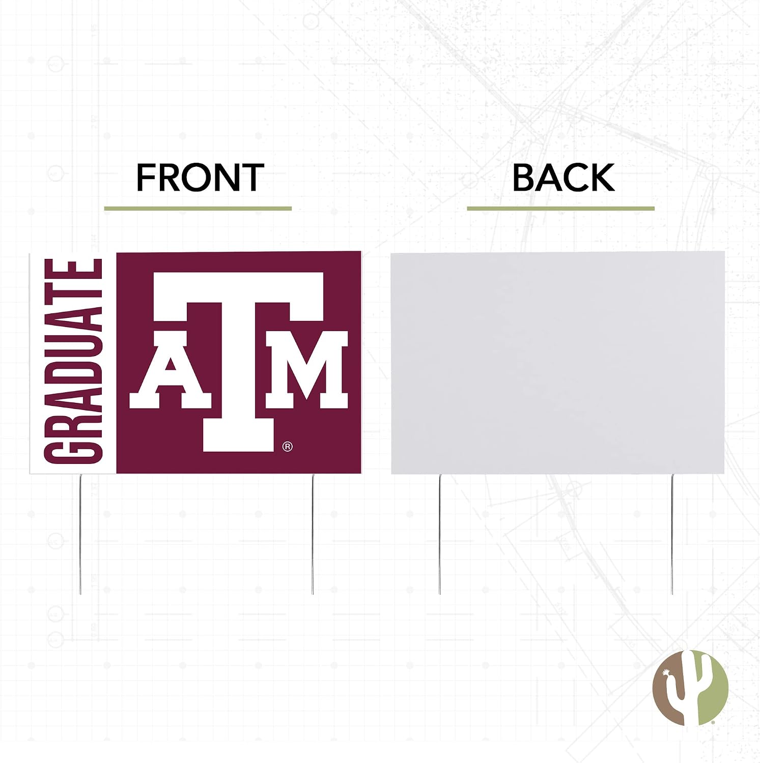 Desert Cactus Texas A&M University Aggies 12x18" Graduate Graduation Celebration Yard Sign Graduates Outdoor Lawn Display with Stakes (Grad Sign 3)