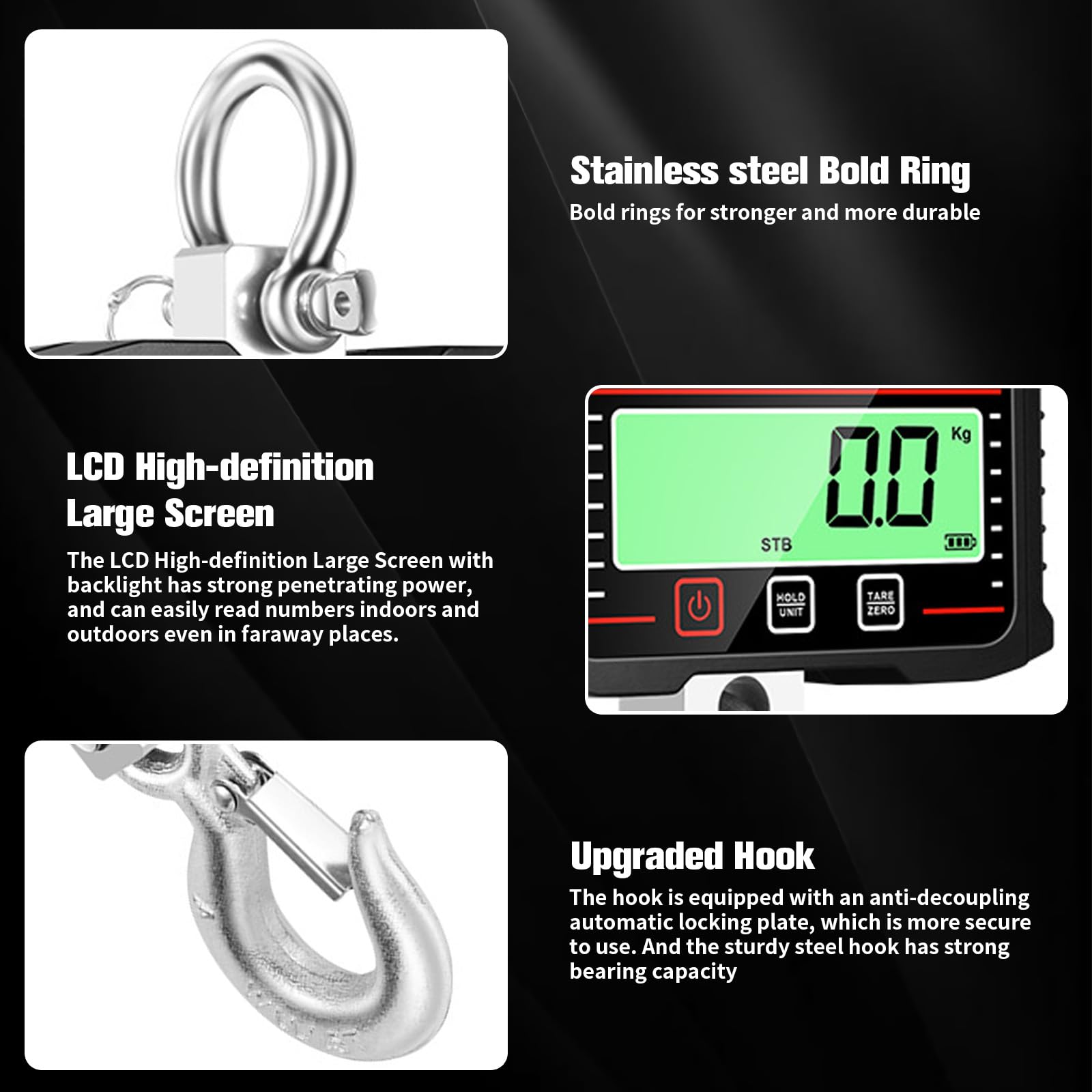 Bilancia per gru 2000kg 4000 lb digitale portatile con telecomando sensore precisione display LCD kg lb N