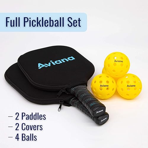 Miniatura 2 de Juego de 2 paletas de pickleball con superficie de grafito duradera, aprobadas por USAPA, con 4 bolas para exteriores