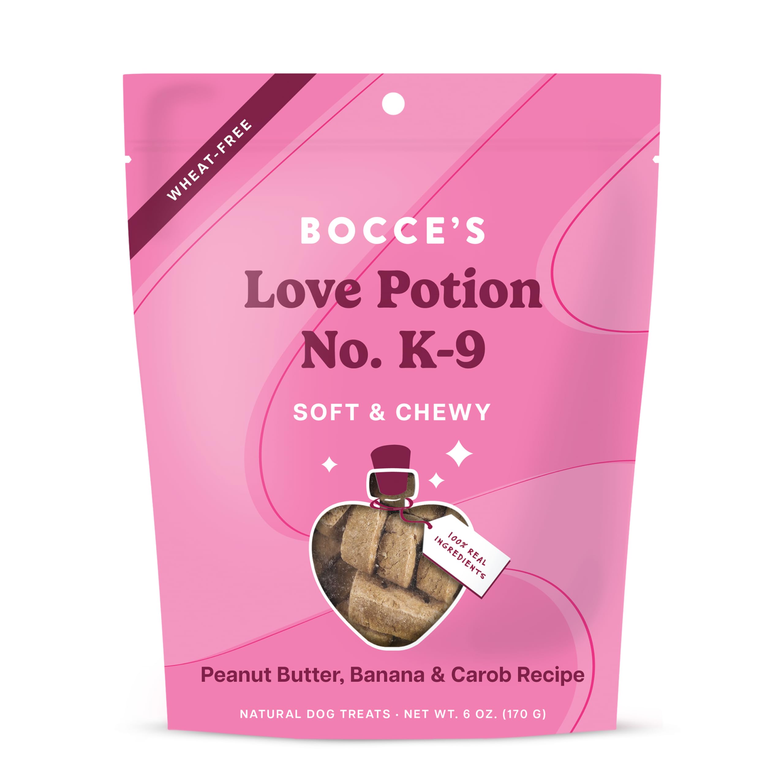 Bocce's Bakery Love Potion No. K-9 Valentine's Dog Treats - Wheat-Free, All-Natural Soft & Chewy Cookies Made with Real Ingredients - Baked in The USA