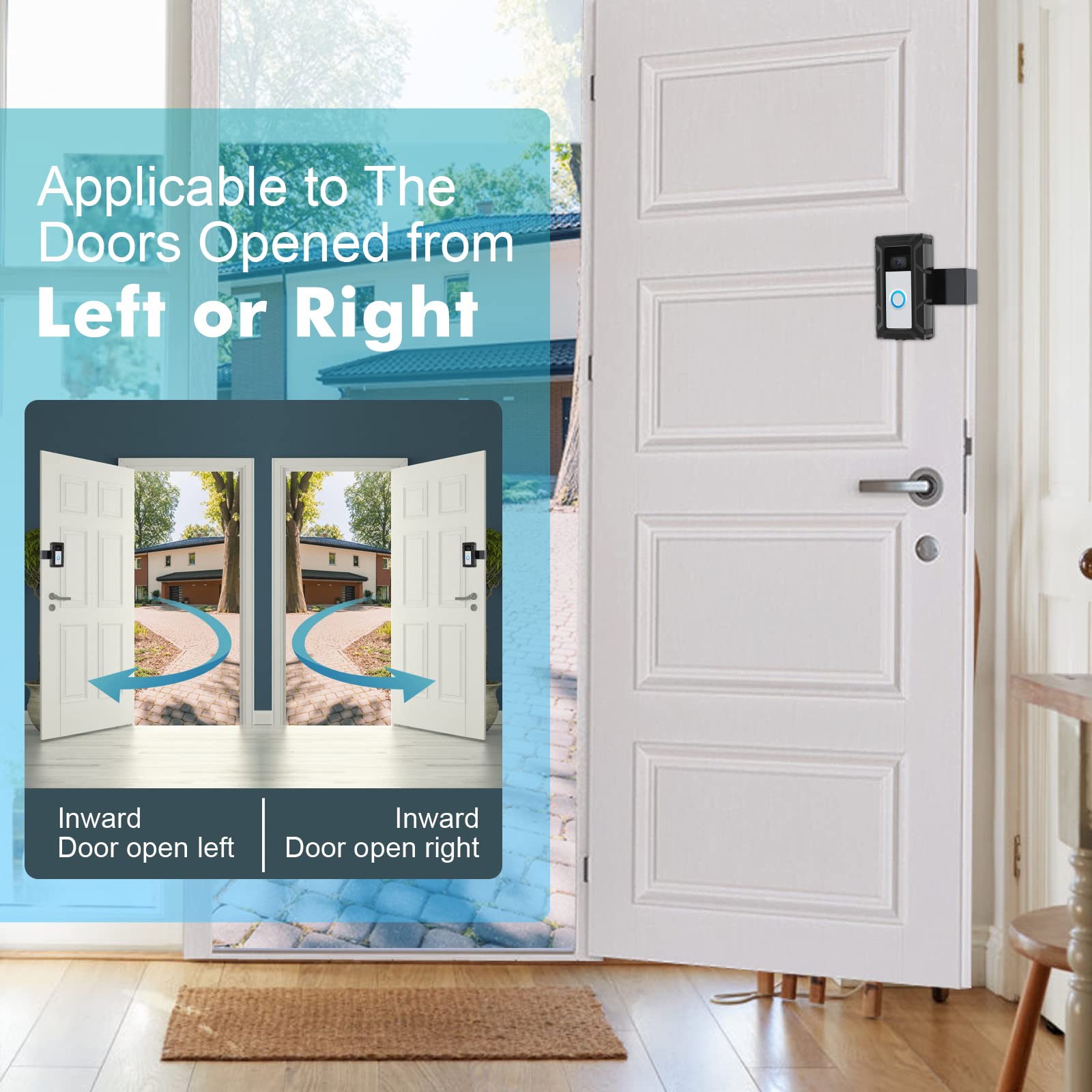 2023 Upgrade Anti-Theft Video Doorbell Mount, Not Block Doorbell Motion Sensor, No Drill Doorbell Mount For Apartment Door Renters Home Office, Fit For Most Kind Of Video Doorbell