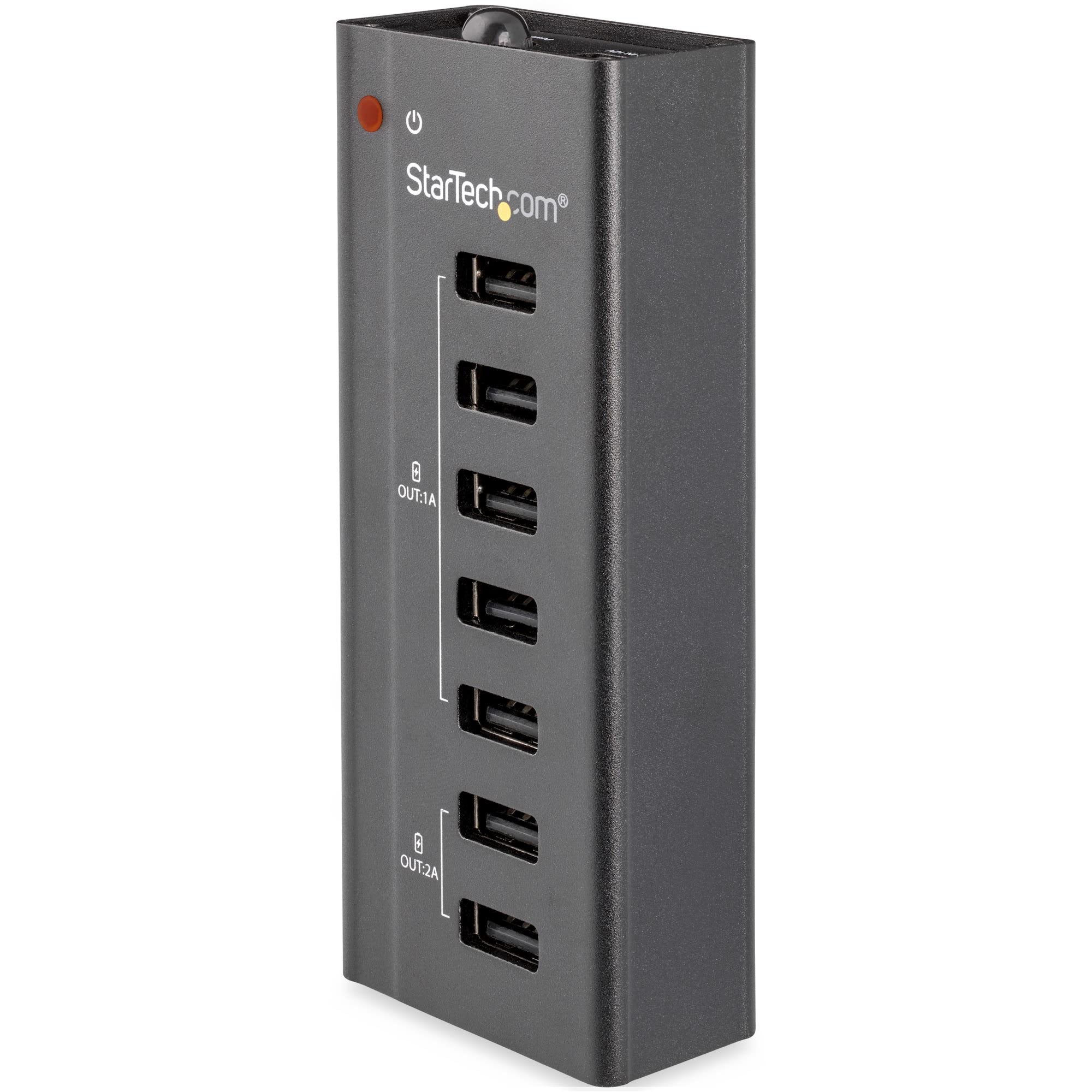 StarTech.com Stazione Ricarica a 7 porte USB con 5x Porte 1A e 2x Porte 2A - Hub per dispositivi multipli (ST7C51224EU) | Hub di Ricarica Compatto, Ricarica Simultanea, Ricarica Rapida e Sicura