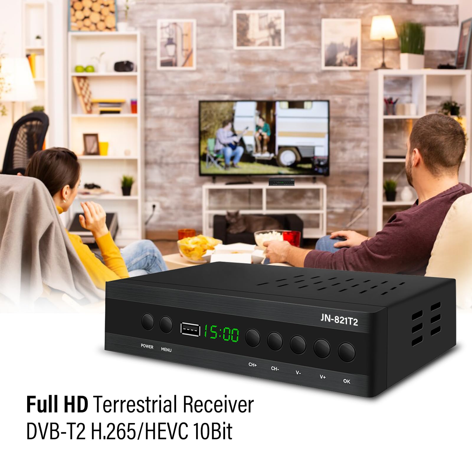 DVB-T2 H265 HEVC FTA, PVR, USB, HDMI, decoder digitale SCART TV, adattatore per guardare canali HD