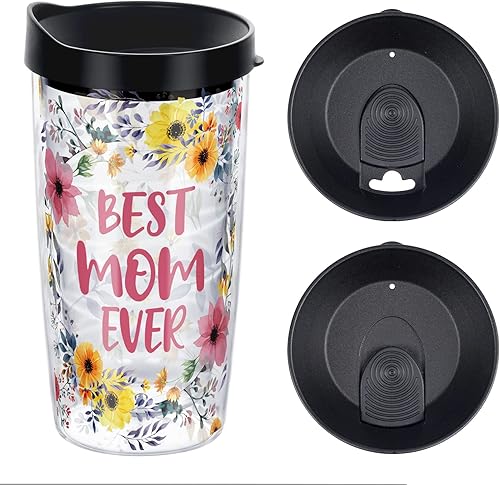 Miniatura 5 de Modwnfy Best Mom Ever - Vaso para mamá con flores vaso de doble pared de 16 onzas regalo de cumpleaños para mamá día de la madre Navidad vaso