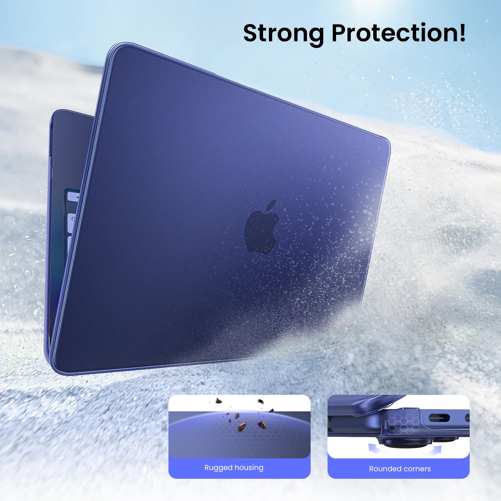 BlueSwan BlueSwan for MacBook Neo 13-inch Case 2026, True-to-Official Color, Precise Fit, Scratch-Resistant Matte Hard Shell Protective Laptop Cover for MacBook Neo A18 Pro A3404 & Keyboard Cover, Indigo Clear in use
