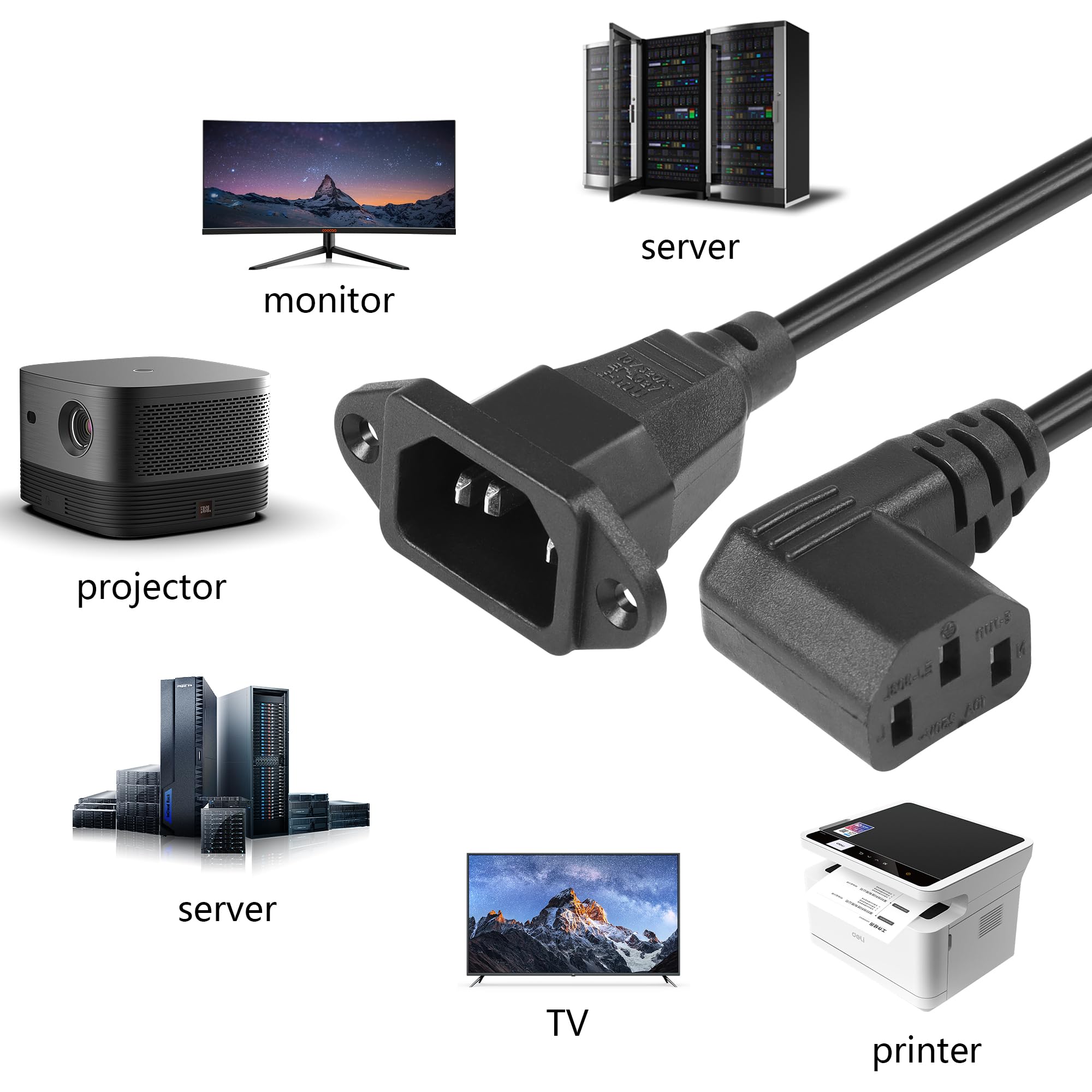 Amazon.co.jp: CERRXIAN 90°IEC 320 C14-C13電源コード 90度C14オス