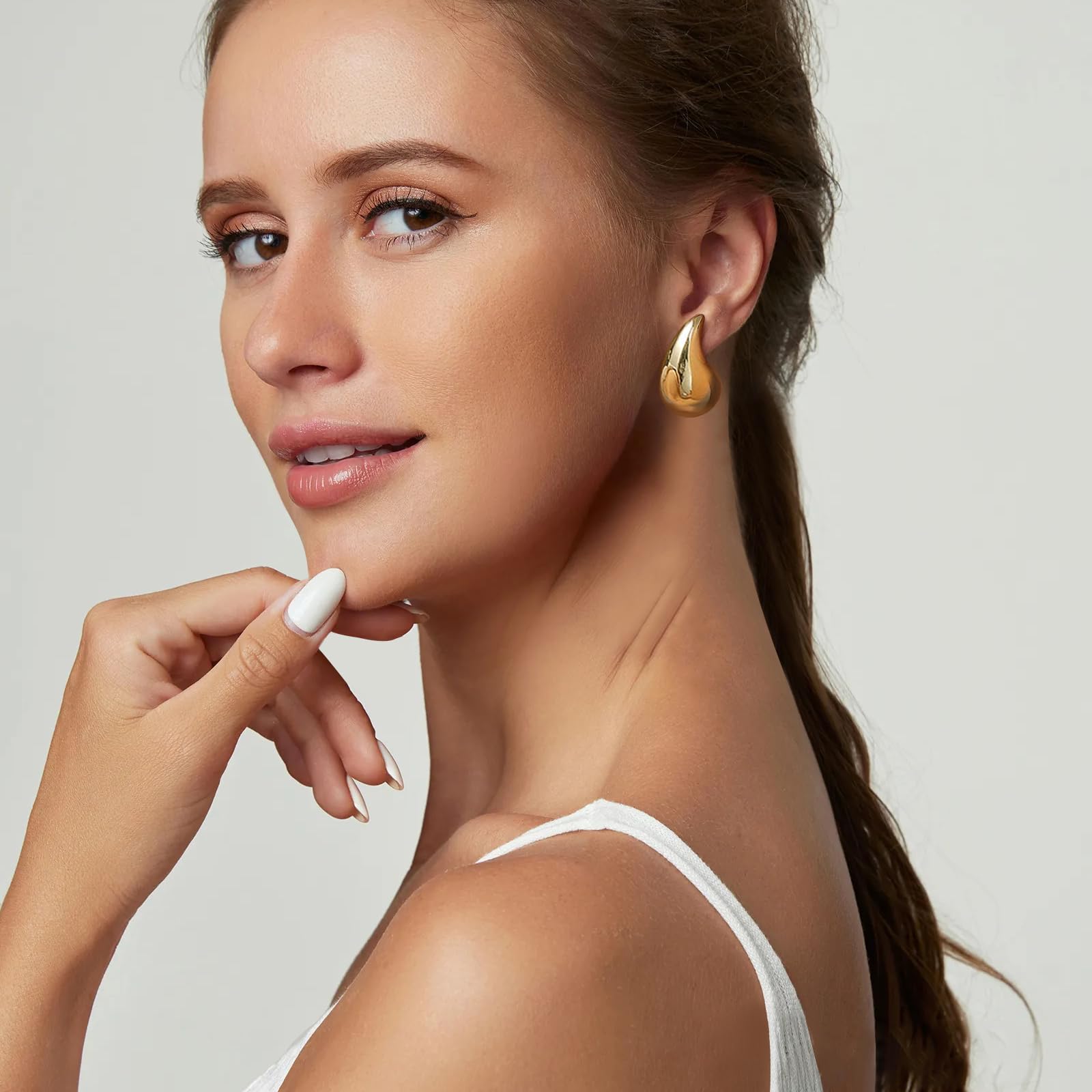 Orecchini Donna Oro Dupes, Orecchini Chunky Orecchini Oro 18k Orecchini a Goccia d'acqua Orecchini Dorati Orecchini Argento Oro Orecchini Anallergici Donna Moda Gioielli Regalo per Donna Ragazza