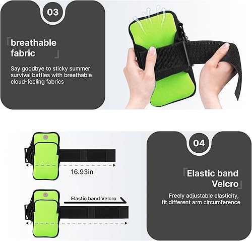 Miniatura 4 de Brazalete para correr, correa deportiva ajustable para correr, brazalete de entrenamiento para iPhone, bolsa de celular para ejercicio, hombres y