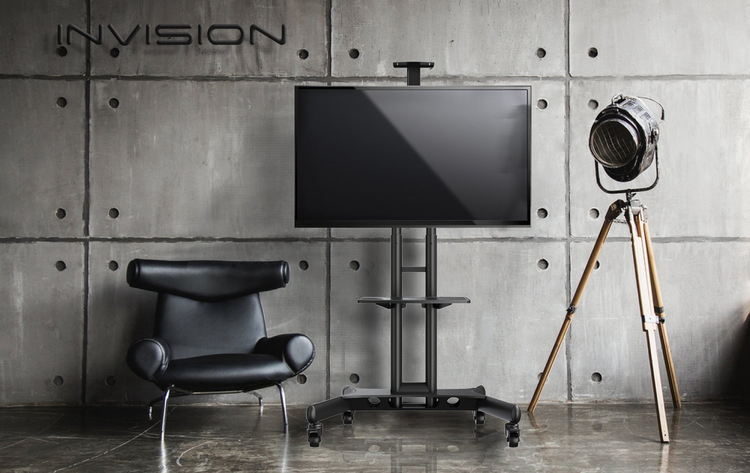 Invision GT1200 Mobile TV Stand on Wheels For 3265 Inch TVs Anti Tip