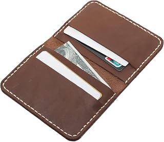 Leather Card Holder Wallet, Slim Bifold Design with Multiple Card Slots, Brown