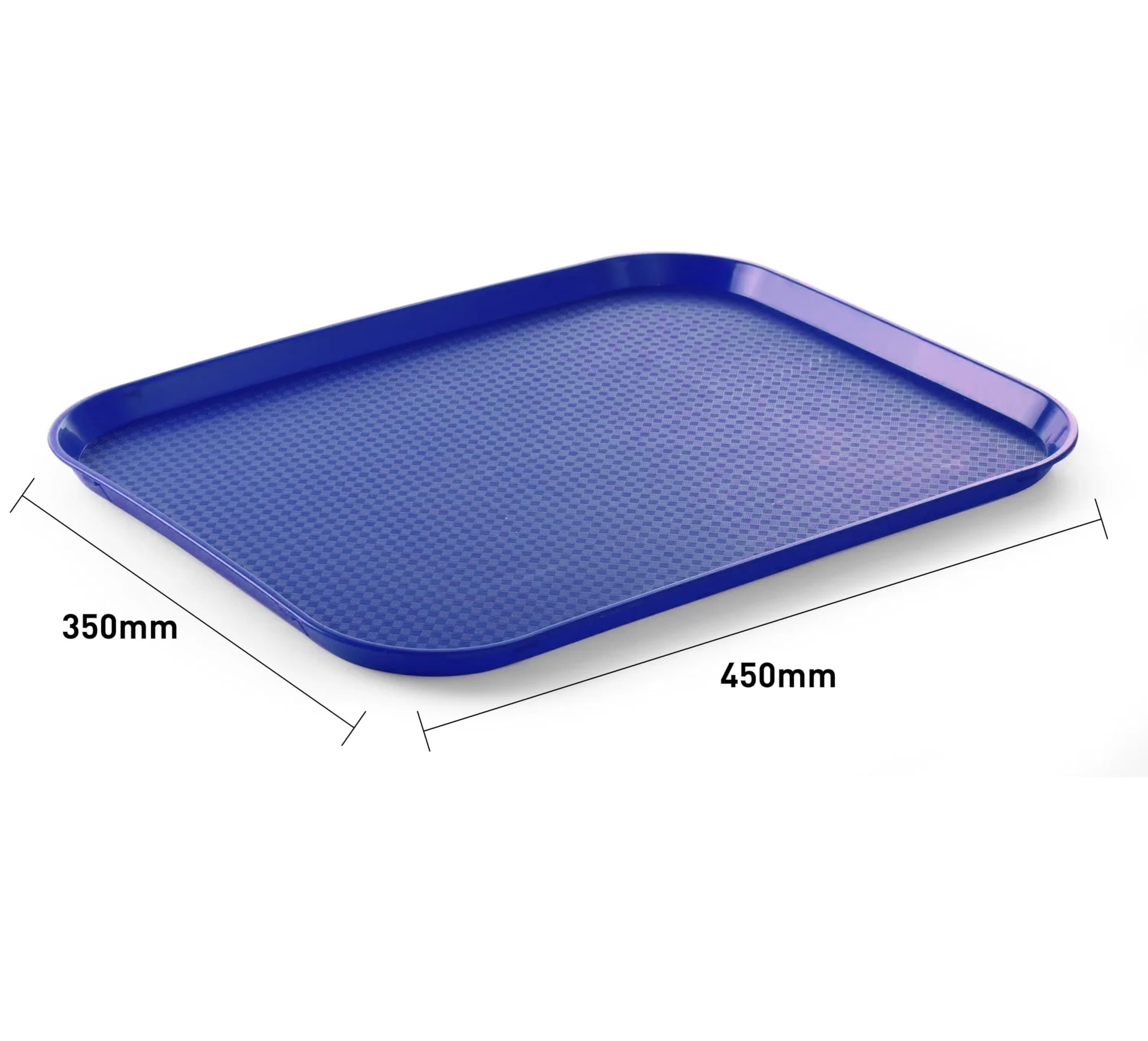 HENDI Serviertablett, Tablett, temperaturbeständig bis 80 °C, Fastfood, Groß, 350x450x(H) 20mm, Polypropylen, blau (Packung mit 10)