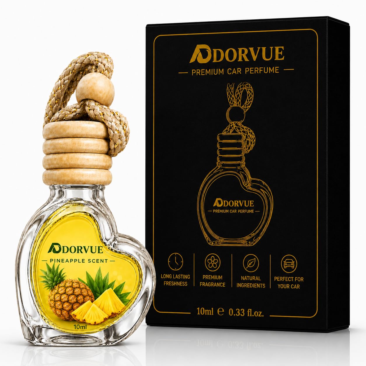 Pineapple Car Hanging Perfume 10ml | Long Lasting Car Air Freshener | Premium Hanging Car Perfume with Wooden Diffuser | Pineapple Fragrance for Car, Home, Office, Wardrobe, Closet & Bathroom-image-44