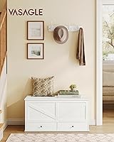 Vista 2 de VASAGLE Cofre de almacenamiento, banco de almacenamiento con 2 cajones de tela, estilo granja, para entrada, dormitorio, sala de estar, 15.7 x 39.4