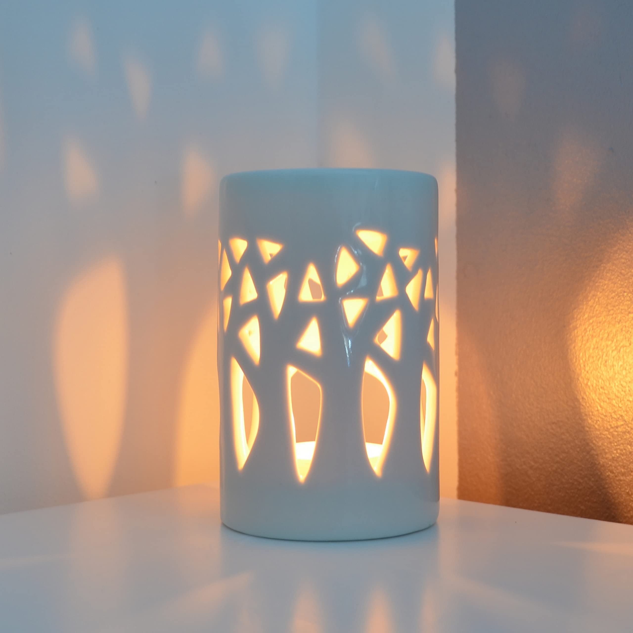 Zen'Aroma Keramiekgeurbrander, geurende smeltbrander, handgemaakt, modieus, lotus-aromatherapie, eenvoudige aromatherapie, diffuser voor etherische oliën, geuren en geuren, 50 ml, H 10,5 cm