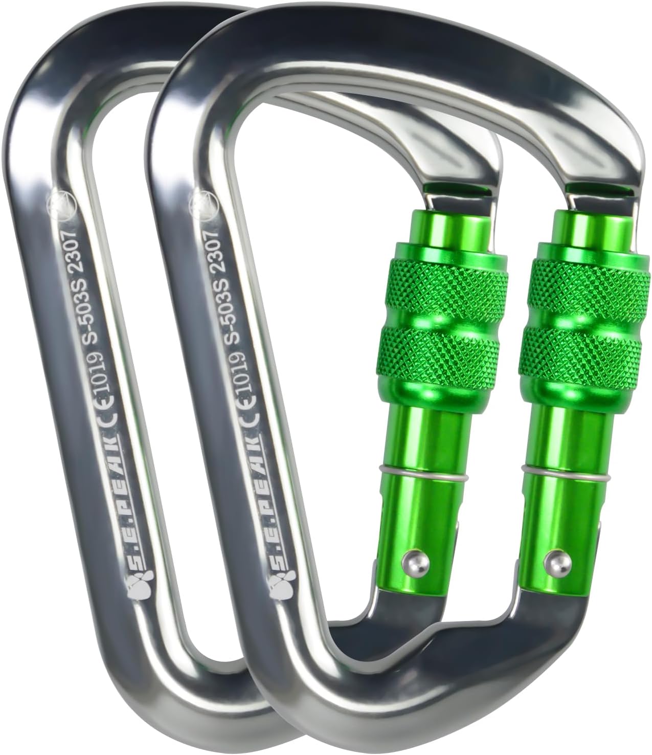 SEPEAK UIAA 30kN Locking Climbing Carabiner, Professional Heavy Duty Screwgate Clip for Outdoor Climbing, Mountaineering, Rappelling, Camping, Hiking, Swing,Large D Carabiner Hook/6744lb