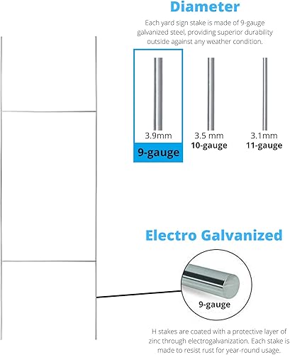 Miniatura 2 de TN Supplies Juego de estacas de 30 x 10 pulgadas, estacas de patio para letreros - Estacas de H para letreros de patio, estacas de metal para