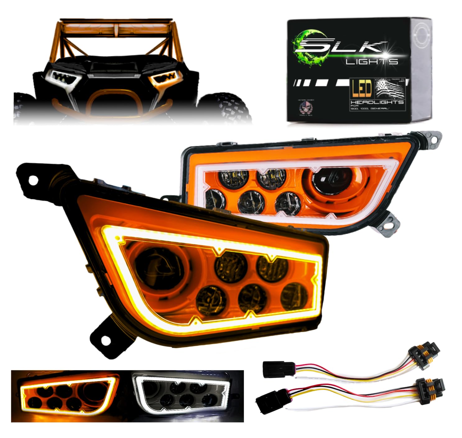 Amazon.com: SLK-Lights ORANGE Razor RZR LED Headlight Halo Street