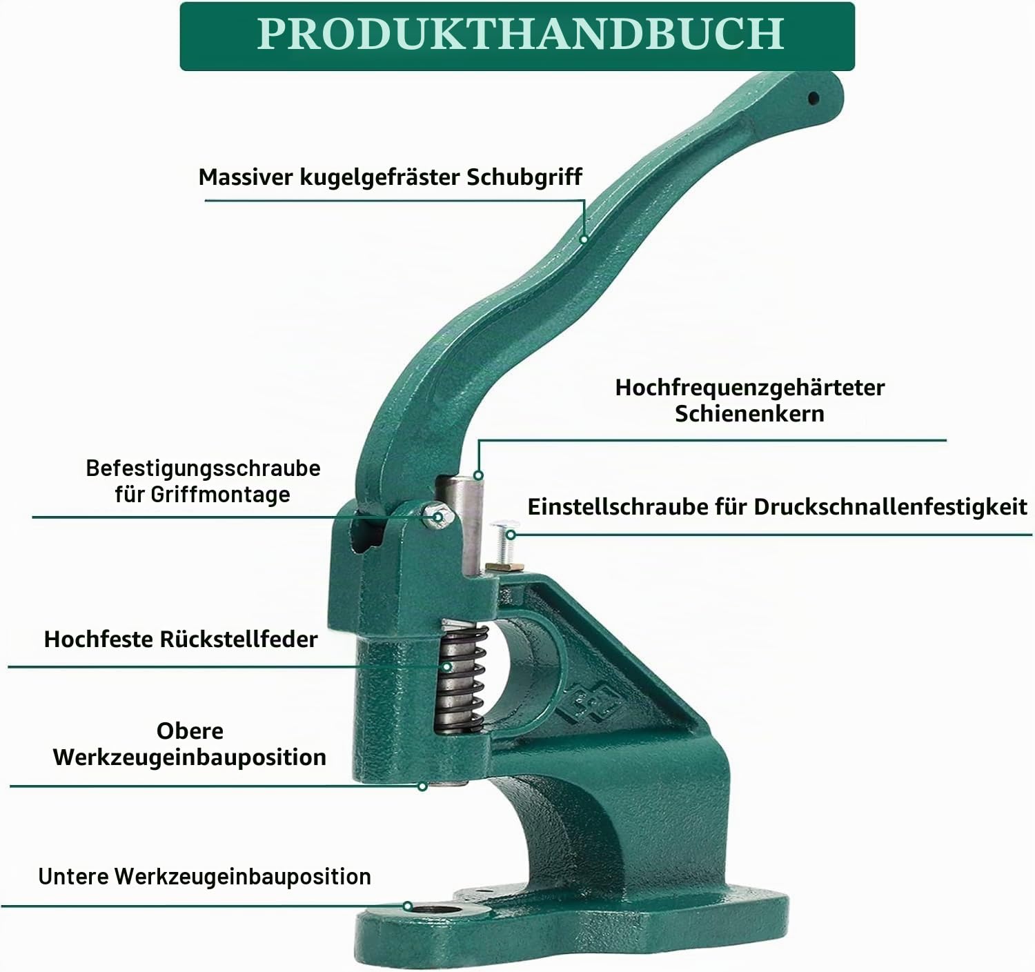 DEWIN Ösenzange Set, 1 Stück Handpresse Ösenmaschine mit 1500 Stück Ösen und 3 Löchern Werkzeugen 6/10/12mm
