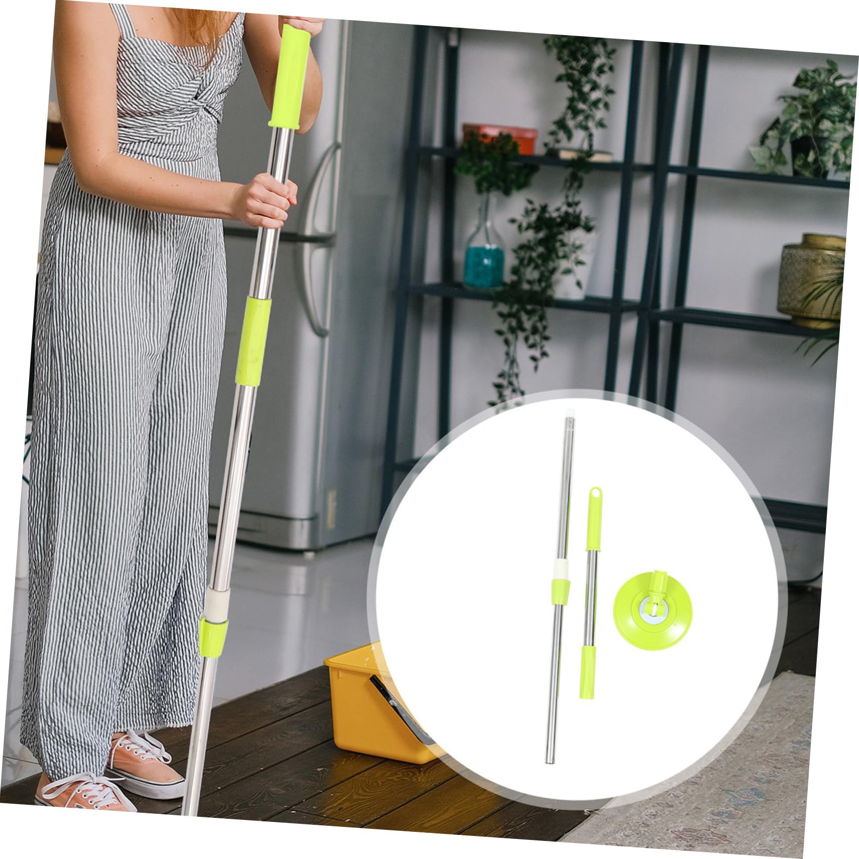 1Set Replacement Rotating Mop Pole Durable Stainless Steel Mop Rod Accessory for Easy Cleaning Reliable Rotary Mop Rod Replacement for Use