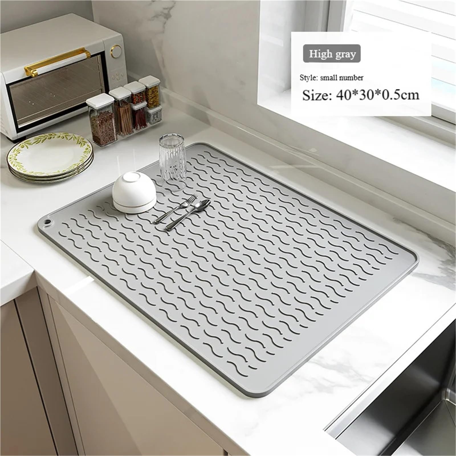 Almohadilla de Aislamiento térmico Silicona antiescaldaduras for Cocina, vajilla for el hogar, Taza Agua Antideslizante y escurridor para Sartenes Calientes(Beige,45X40CM(1.5X1.3FT))