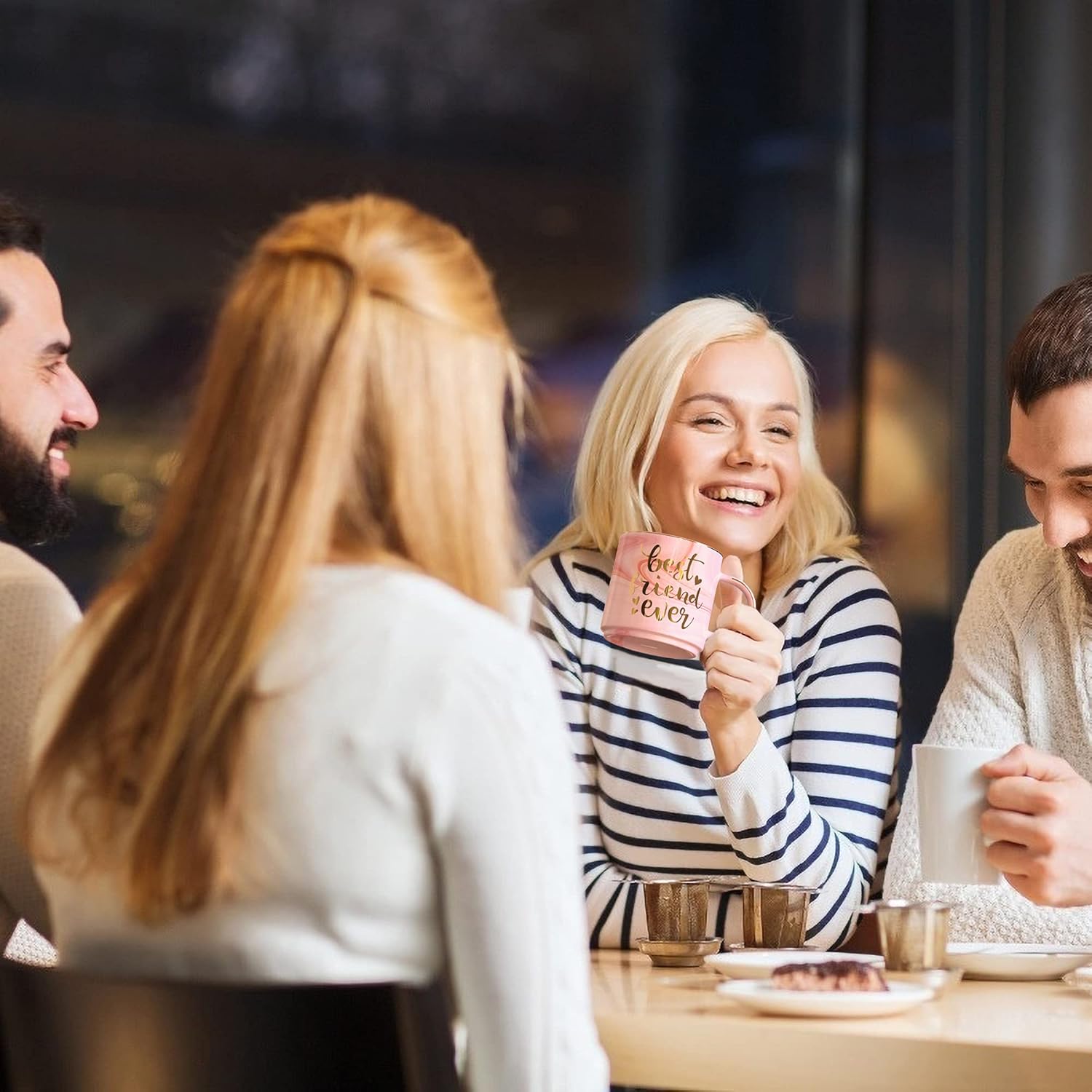 BFF Friend Gifts for Women - Pink Ceramic Marble Coffee Mug Cup 11.5oz w/ Keychain - BFF Friend Ever - Funny Friendship Gifts for Women - Novelty Present - Holiday Gifts for BFF, Besties, Sister, Her - Image 6