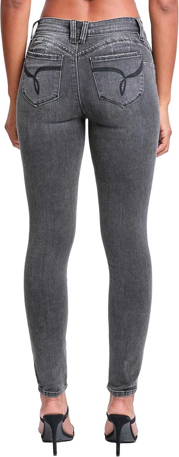 YMI Womens YMI Jeans Women's Wannabettabutt Low Rise Embroidered Flare Jeans - Image 3