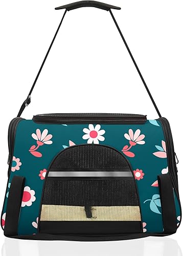 Pet Carrier Bag Travel Carrier for Cats Dogs Puppy Comfort Portable Pet Bag Waterproof & Durable Cute Flower