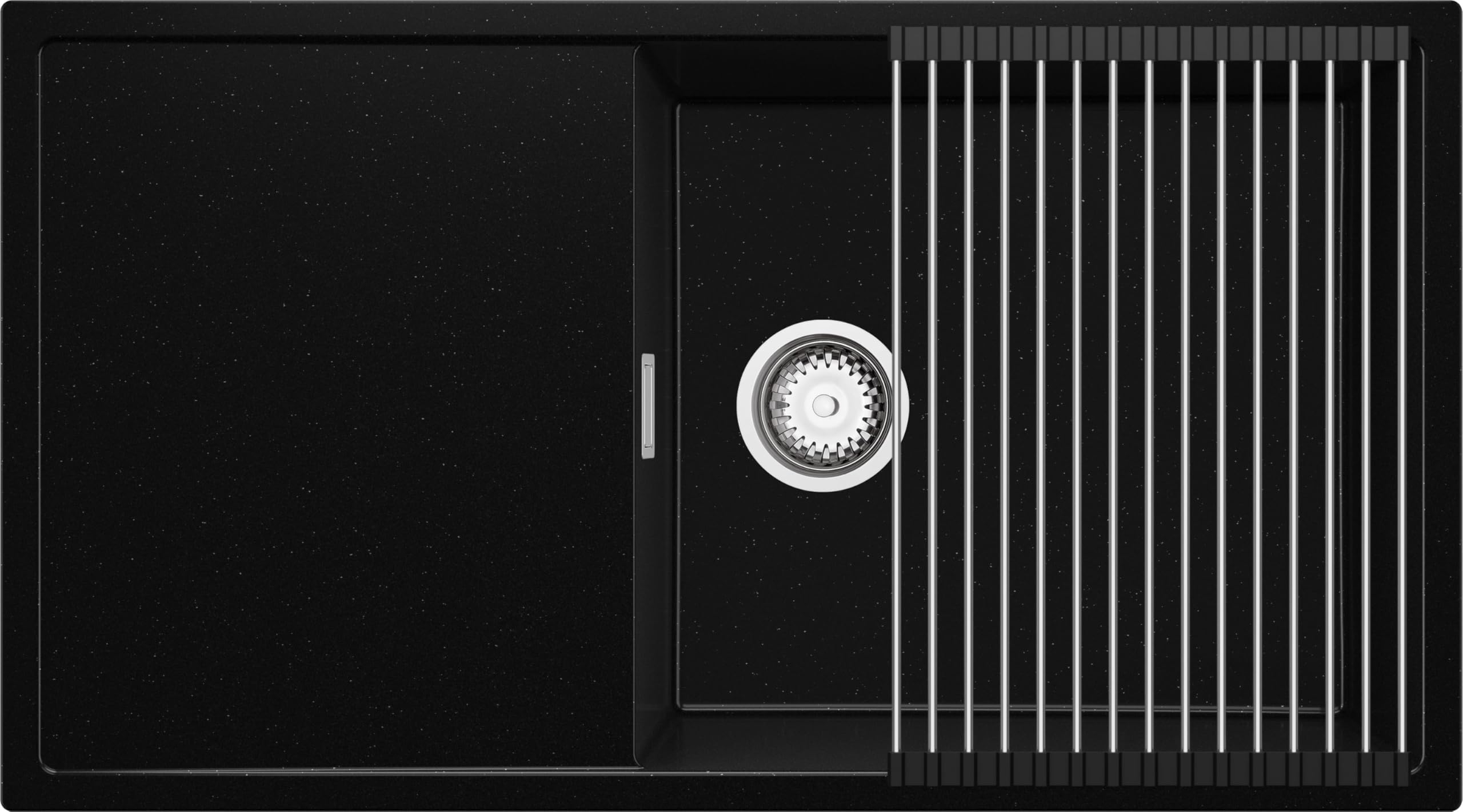 PRIMAGRAN Evier Cuisine en Granit au Meuble 60cm + Kit de Vidage, 90x50cm