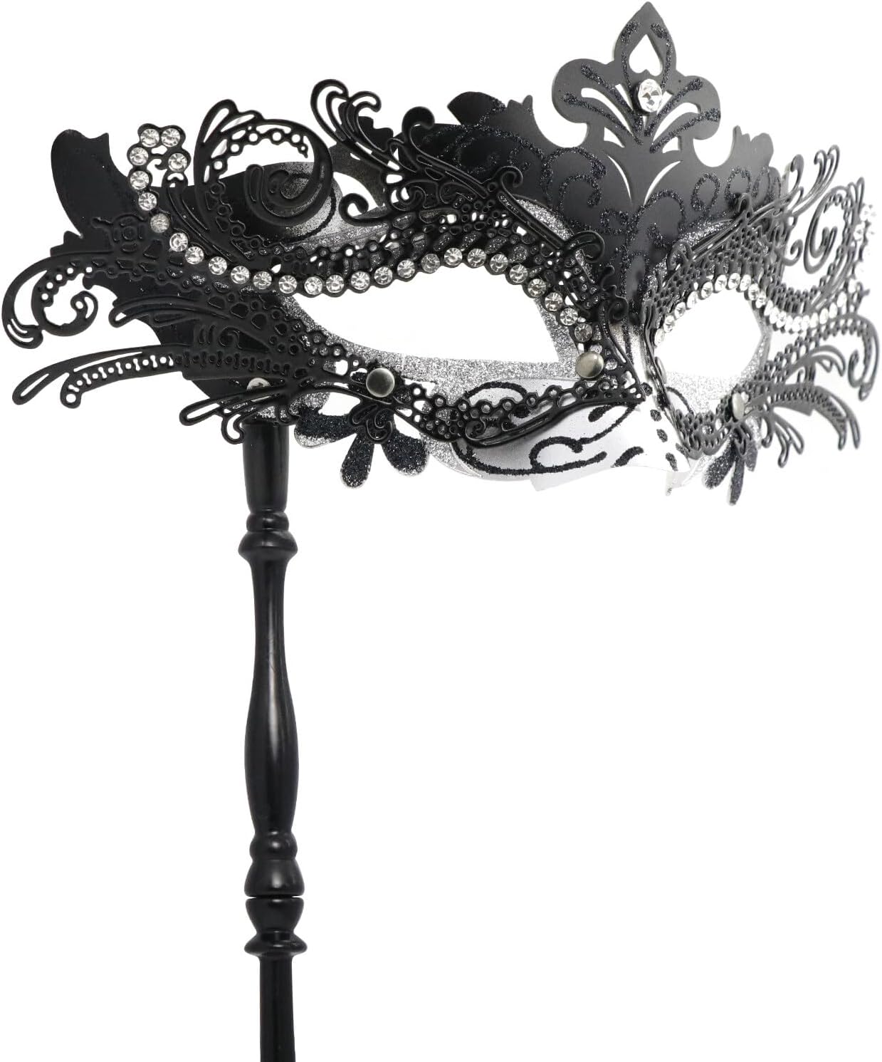 Coddsmz Masquerade Mask with Stick Venetian Mask Mardi Gras Decorations for Womens Halloween Costume Mask