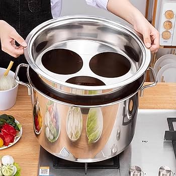 ステンレス　業務用大鍋　湯切り口付き　そば・うどん・ゆで釜　蓋付　鍋口径46ｃｍ ステンレス 業務用大鍋 湯切り口付き そば・うどん・ゆで釜 蓋付