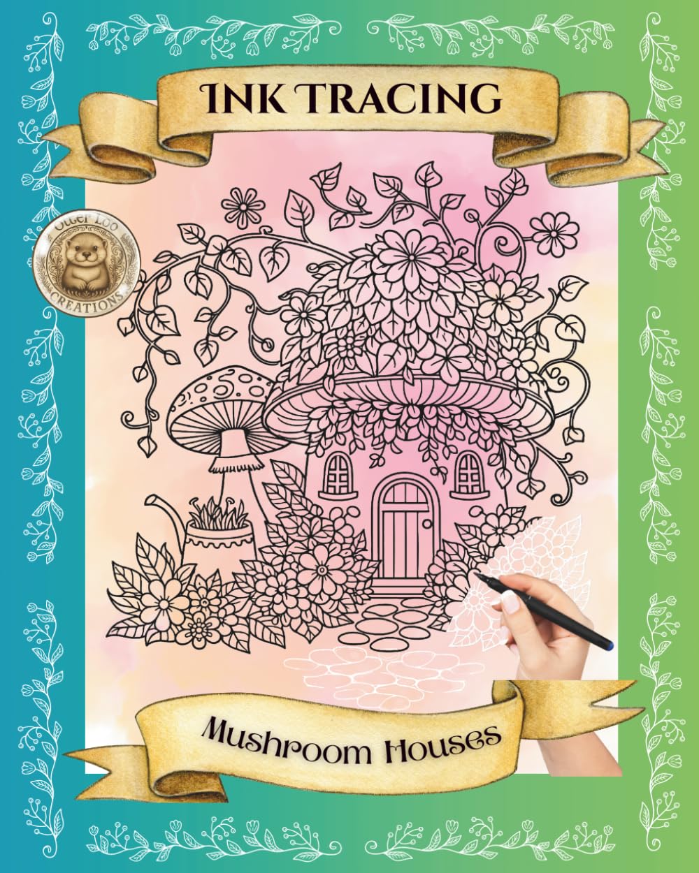 Whimsical Reverse Ink Tracing Mushroom Houses:: Cozy Woodland Tracing Pages for Relaxation 8" x 10" (Ink Tracing Reverse Coloring Books)
