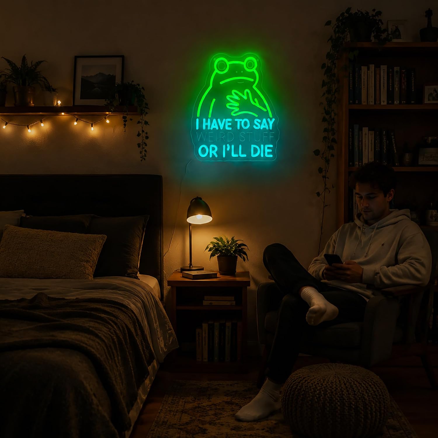Weird Stuff Frog Neon Sign, USB Powered LED Room Decor image 2