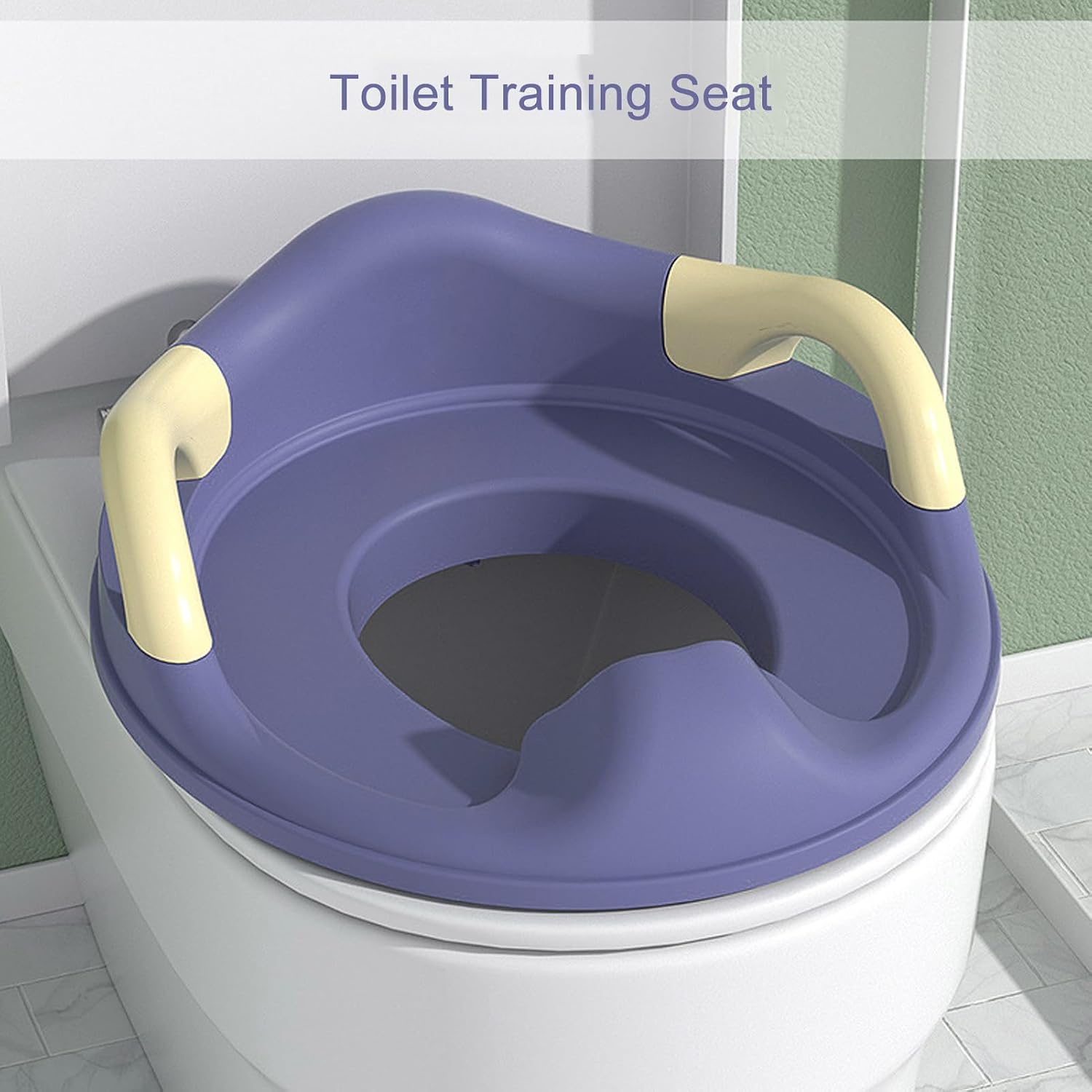 Baby Potty Training Seat for Boys and Girls, Baby Potty Training Toilet Seat with Soft Cushion Handles, Splash Guard, Non Slip Kids Potty Seat Fits Round and Oval Toilets (Blue)