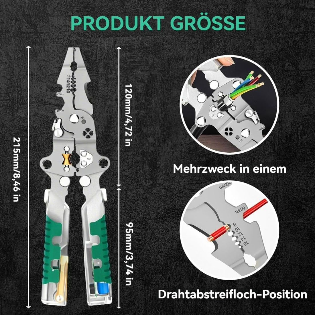 Multifunktionszange Mit SpannungsprüFer, klappbarer Schraubendreher mit Stiftspitze, Rutschfester Griff, für Elektriker, professionelles Elektrikerwerkzeug (2 Stück)