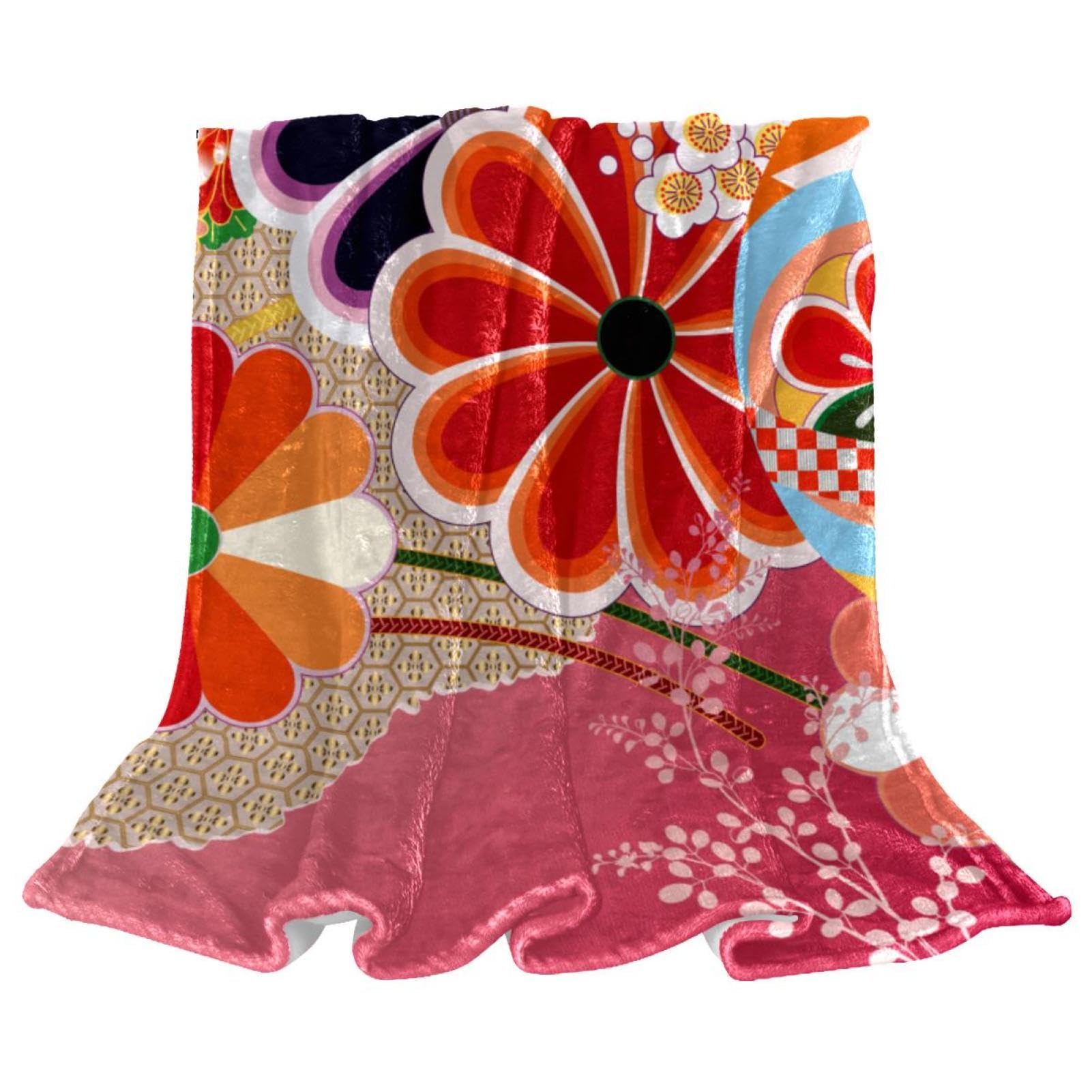 Couverture polaire fleurs du Japon : l'idée cadeau idéale avec ce jeté de canapé doux