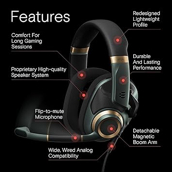 EPOS H6Pro Open Acoustic Gaming with Mic Immersive Sound, Lightweight Comfort, and Durable Design Works with Xbox, PS4/PS5 & PC/Windows Green | Open-Back Soundstage, Detachable Lift-to-Mute Mic, Wired Pc and Ps and Xbox and Switch, 309 G, Includes Pc and Console Cables