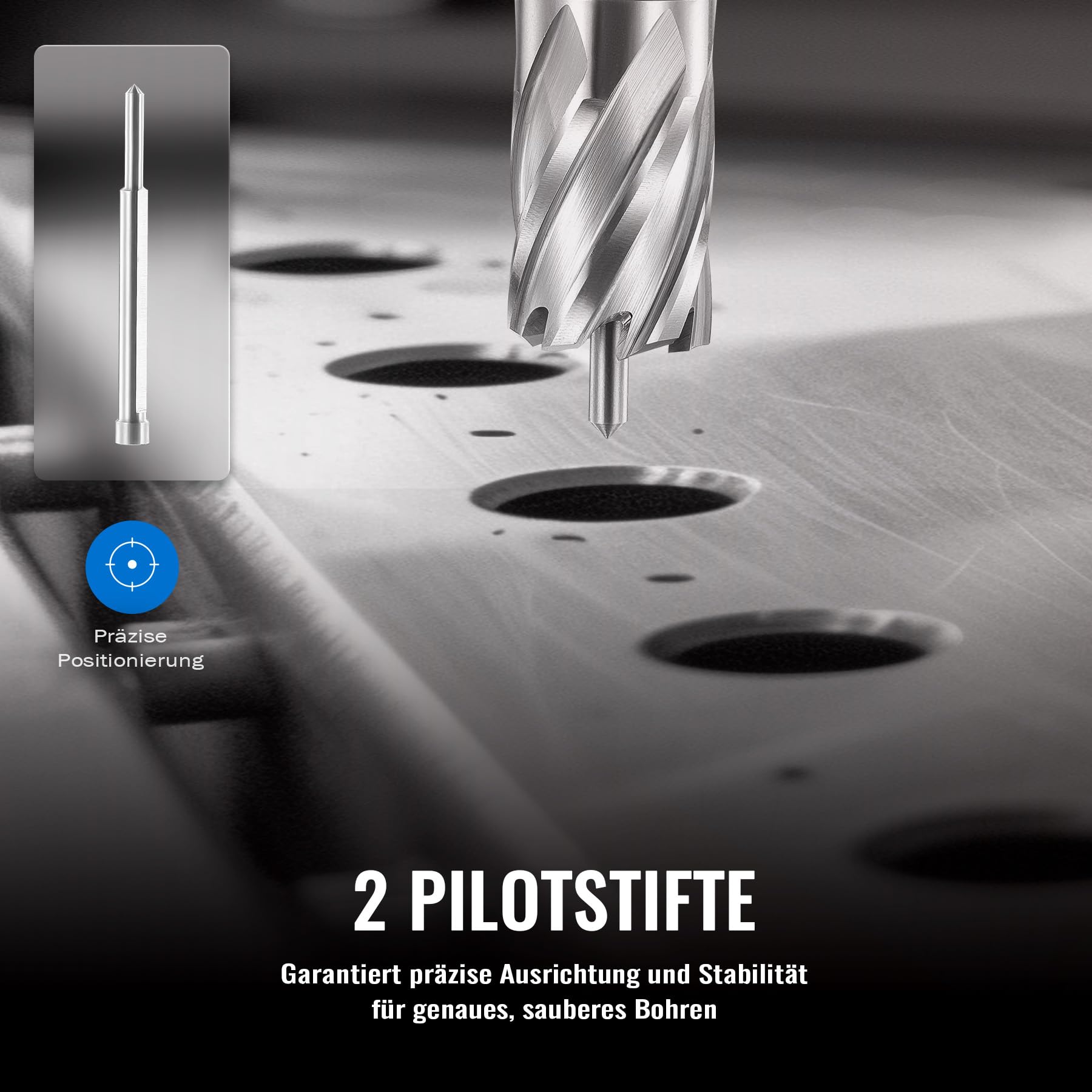 ZELCAN Kernbohrer-Satz HSS mit Weldonschaft (3/4") Schnitttiefe 30 mm Beinhaltet 6 Kernbohrer 12, 14, 16, 18, 20, 22 mm und 2 Auswerferstift, 8-teilig
