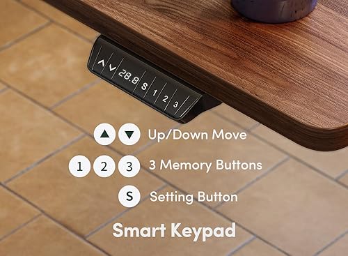 Miniatura 9 de FEZIBO Escritorio eléctrico de pie ajustable en altura, mesa de pie de 48 x 24 pulgadas, escritorio de oficina en casa con tablero de empalme, nogal