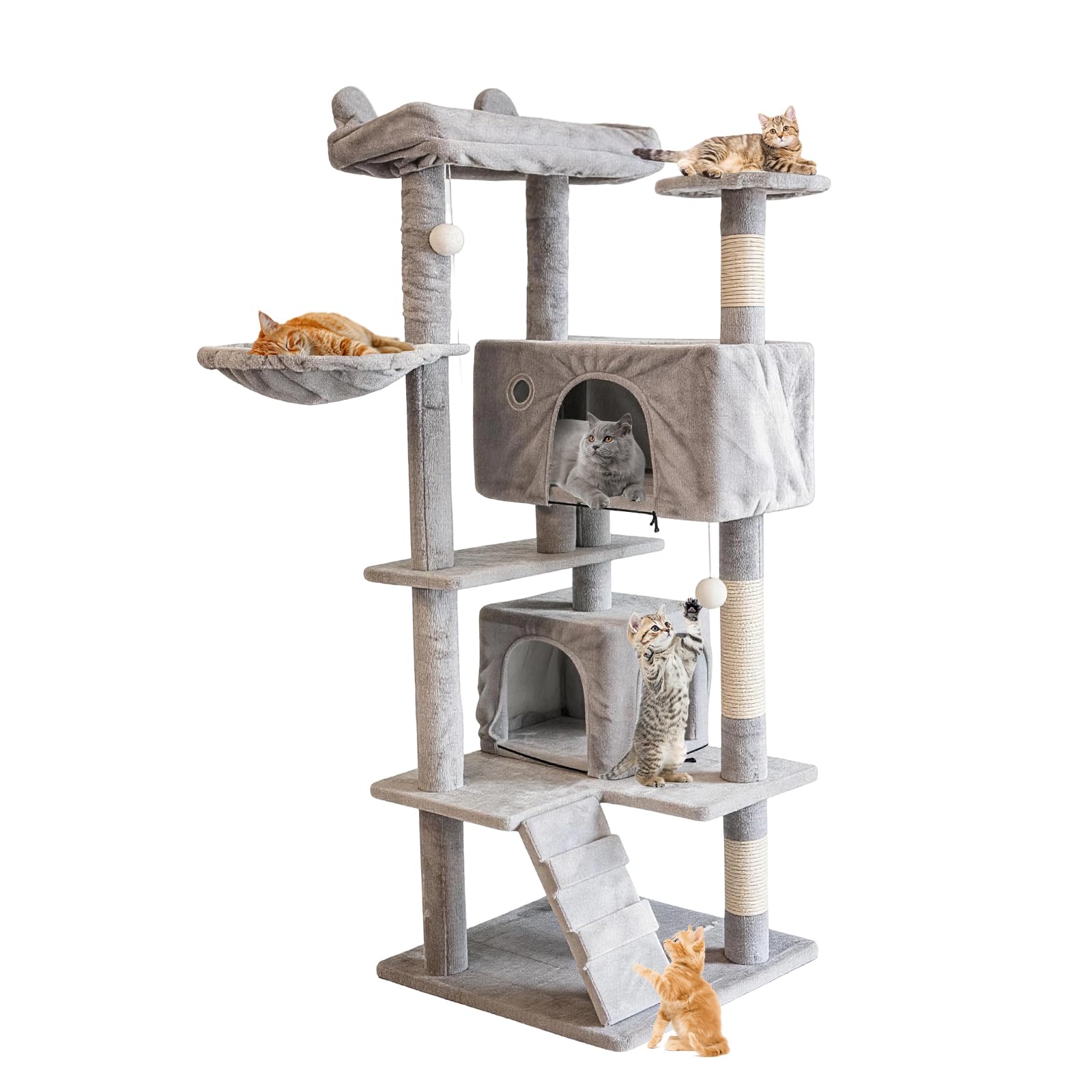 Cat Tree Tower 143.5cm Light Grey