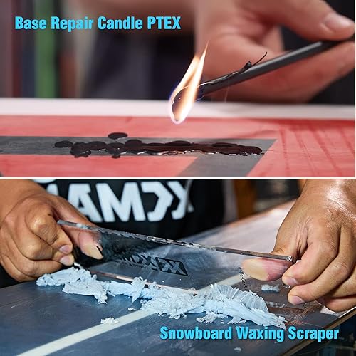 Miniatura 7 de XCMAN Kit completo de afinación y enceración de snowboard con hierro encerado, cera universal, afinador de bordes, cepillo, raspador de cera, Ptex