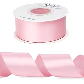 Ribbli Light Pink Double Faced Satin Ribbon,1-1/2 x Continuous 25 Yards,Use for Bows Bouquet,Gift Wrapping,Baby Shower,Floral Arrangement