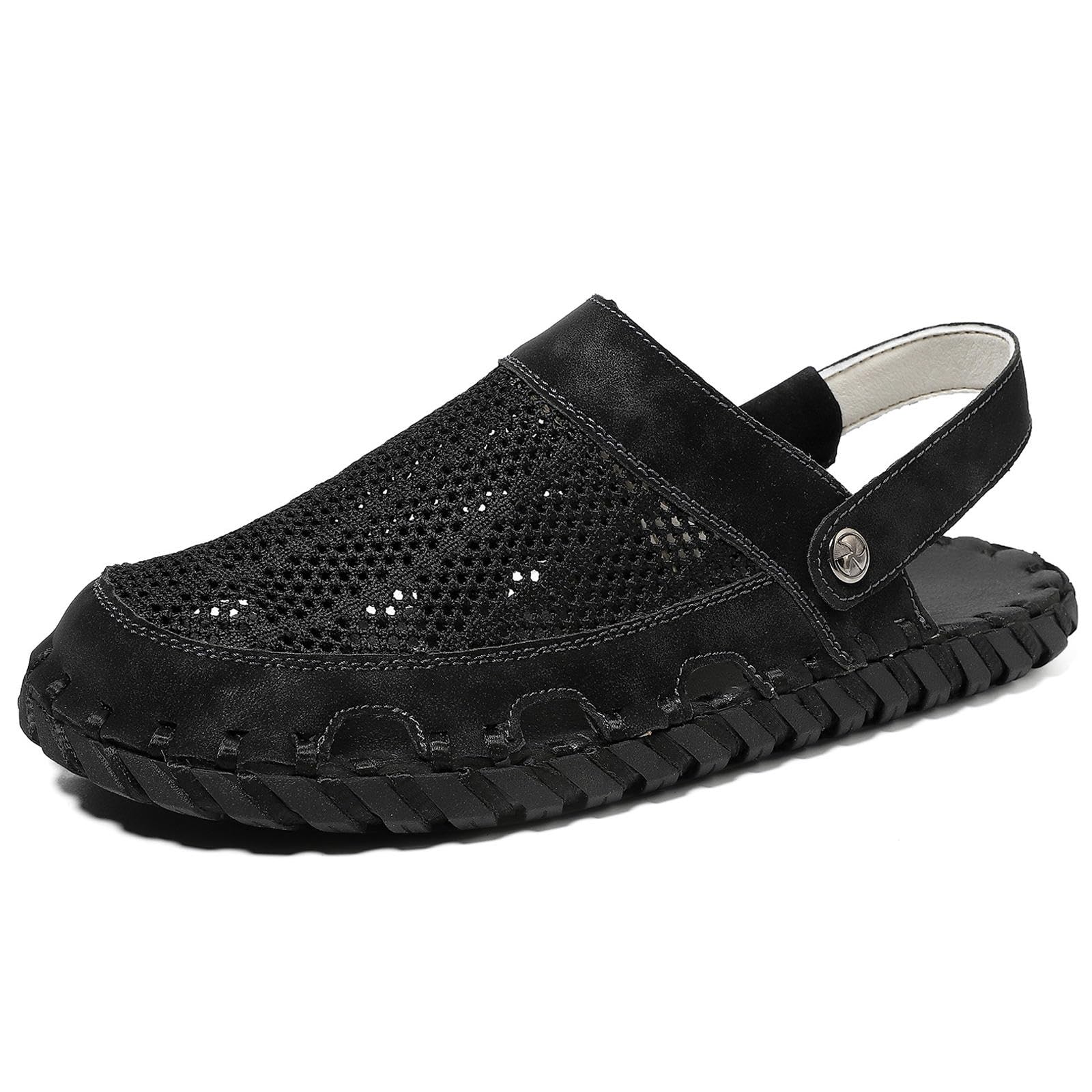 CHUIKUAJ Sandalias de Hombre con Punta Cerrada para el Agua, Ligeras, de Malla, para Jardín, Informales, para Verano, Piscina, Playa y Exteriores,Black-38EU