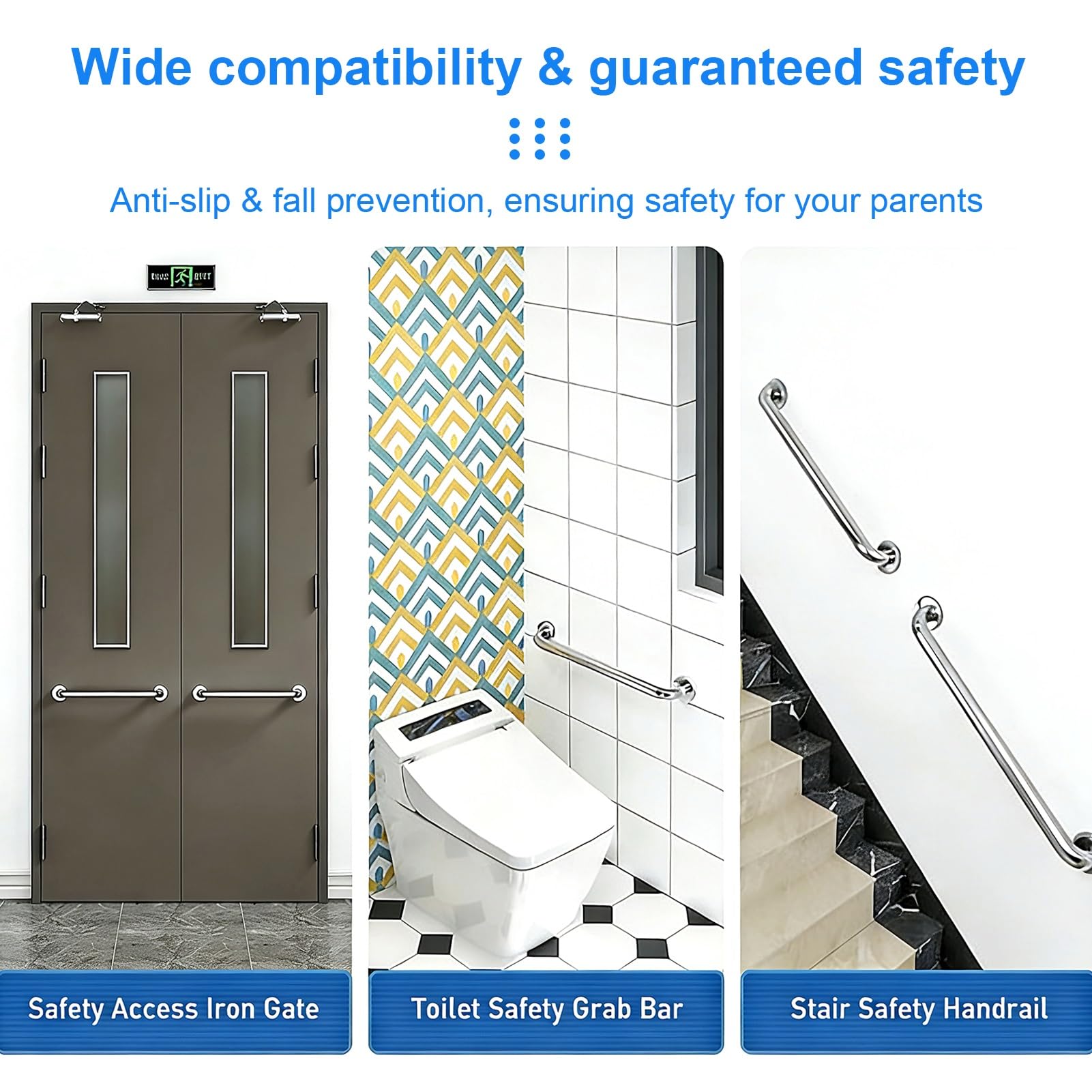 Barras de Apoyo para Discapacitados, Asidero de Ducha, Barra de Apoyo de Acero Inoxidable 304 para Bañeras Y Duchas, Inodoro, Asideros de Ducha de Seguridad para Discapacitados(150cm)